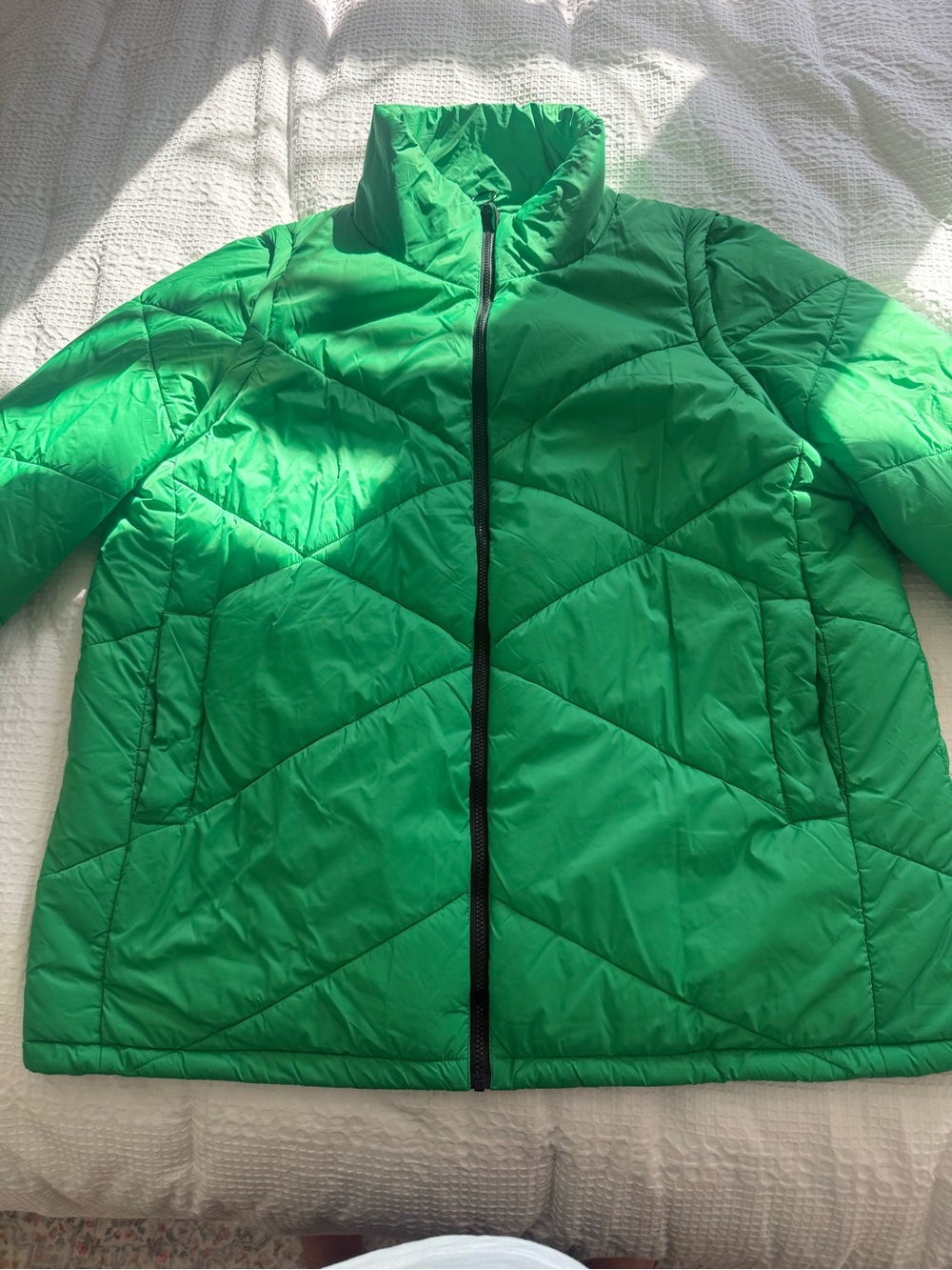 Woman’s Green Quilted Puffer Jacket Plus